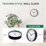 VIKMARI Glass Wall Clock 12 Inch Math Teaching Style Clock White Battery Operated Quartz Silent Non Ticking Wall Clocks for Classroom Bedroom Study Room - Image 6