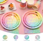 Pastel Rainbow Birthday Decorations|130pcs Party Supplies|Plates, Napkins, Banner, Tissue Paper, Pom Poms & More|Serves 16 - Image 4