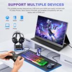 18.5 Inch Portable Monitor for Laptop, FHD 1080P 100% sRGB Travel Monitors for Laptop, Portable Computer IPS Display w/VESA, External Monitor USB-C HDR HDMI Portable Screen w/Smart Cover & Speakers - Image 8