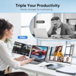 LXU 16-inch Portable Monitor for Laptop | 2025 New Upgraded 1200P 16:10 FHD Screen Extender | Plug-Play Laptop Extended Monitor | USB-C/HDMI Triple Display for 12~18.5" MacOS/Windows | 360° Rotatable - Image 6