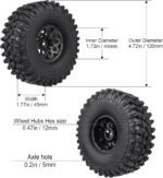 HobbyPark Pre Mounted 12mm Hex Plastic 1.9 Beadlock Wheels and Tires Height 120mm / 4.72inch Built-in Wheel Weights Foam for 1/10 RC Crawler Axial SCX10 II III TRX4, Set of 4 - Image 3