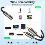 J&D 3.5mm to RCA Adapter Cable, Gold Plated 3.5mm Female to 2 RCA Male Stereo Audio Y Cable for Record Player, Speakers, Home Theater, Smartphone, MP3, 12 Feet - Image 5