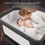 ANGELBLISS 3 in 1 Baby Bassinet, Rocking Bassinets Bedside Sleeper with Comfy Mattress and Wheels, 6 Height Adjustable Easy Folding Portable Bedside Crib for Newborn Infant (Dark Grey) - Image 5