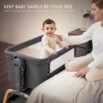 ANGELBLISS 3 in 1 Baby Bassinet, Rocking Bassinets Bedside Sleeper with Comfy Mattress and Wheels, 6 Height Adjustable Easy Folding Portable Bedside Crib for Newborn Infant (Dark Grey) - Image 7