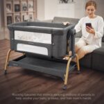 ANGELBLISS 3 in 1 Baby Bassinet, Rocking Bassinets Bedside Sleeper with Comfy Mattress and Wheels, 6 Height Adjustable Easy Folding Portable Bedside Crib for Newborn Infant (Dark Grey) - Image 8