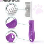 Poodle Pet Detangling Pet Comb with Long & Short Stainless Steel Teeth for Removing Matted Fur, Knots & Tangles – Detangler Tool Accessories for Safe & Gentle DIY Dog & Cat Grooming - Image 3