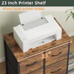 4 Drawer Lateral File Cabinet, Mobile Filing Cabinet for Large Printer, Home Office Functional Small Office Storage Cabinet & Printer Stand, Fabric Drawer, Fits Letter/A4, Rustic Brown - Image 6