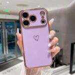 ZTOFERA Designed for iPhone 17 Pro Case 6.3 inch,Cute Plating Edge Love Hearts Pattern with Camera Lens Protection Phone Cover for Girls Women,Blue - Image 9