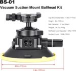 SUNWAYFOTO BS-01 Suction Cup Mount Ball Head for DSLR Camera,Phone Holder,Gopro for Car,Load 22lbs.(10KG) - Image 3
