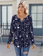Zeagoo Womens Long Sleeve Tops 2025 V Neck Pleated Shirts Dressy Casual Tunic Blouses Loose Fit Fall Fashion Clothes - Image 7