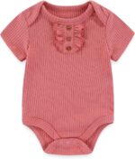Baby Bodysuit 6 Pack Soft Mixed Ribbed Short Sleeve Romper Infant Boy Girl Clothes Set - Image 6