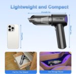 Car Vacuum Portable Cordless, 21000PA 4 in 1 Suck/Blow/Pump/Charger 120W Handheld Car Vacuum Cleaner and Air Duster, Brushless Motor Multi-Nozzles for Home Office Grey - Image 3