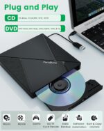 PeroBuno External CD DVD Drive, USB 3.0 Optical Disc Drive, 4 USB Ports and 2 TF/SD Card Slots, CD DVD Burner Writer Reader Player for Laptop MacBook PC Windows 11/10/8/7 Linux OS with Carrying Case - Image 4