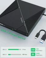 PeroBuno External CD DVD Drive, USB 3.0 Optical Disc Drive, 4 USB Ports and 2 TF/SD Card Slots, CD DVD Burner Writer Reader Player for Laptop MacBook PC Windows 11/10/8/7 Linux OS with Carrying Case - Image 5