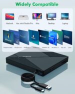 PeroBuno External CD DVD Drive, USB 3.0 Optical Disc Drive, 4 USB Ports and 2 TF/SD Card Slots, CD DVD Burner Writer Reader Player for Laptop MacBook PC Windows 11/10/8/7 Linux OS with Carrying Case - Image 6