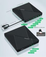 PeroBuno External CD DVD Drive, USB 3.0 Optical Disc Drive, 4 USB Ports and 2 TF/SD Card Slots, CD DVD Burner Writer Reader Player for Laptop MacBook PC Windows 11/10/8/7 Linux OS with Carrying Case - Image 7