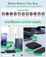 PeroBuno External CD DVD Drive, USB 3.0 Optical Disc Drive, 4 USB Ports and 2 TF/SD Card Slots, CD DVD Burner Writer Reader Player for Laptop MacBook PC Windows 11/10/8/7 Linux OS with Carrying Case - Image 8