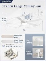 Fanbulous 52 Inch Ceiling Fans, White Ceiling Fan with Light and Remote, Modern LED High CFM Fan Lighting Fixture for Bedroom, Kitchen, Indoor - Image 6
