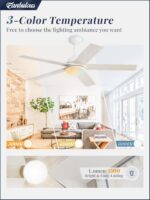 Fanbulous 52 Inch Ceiling Fans, White Ceiling Fan with Light and Remote, Modern LED High CFM Fan Lighting Fixture for Bedroom, Kitchen, Indoor - Image 8