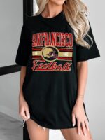 Football Shirts for Women Football Team Fan Tshirts Game Day Outfits Oversized Football Helmet Graphic Apparel - Image 4