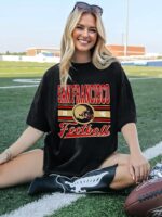 Football Shirts for Women Football Team Fan Tshirts Game Day Outfits Oversized Football Helmet Graphic Apparel - Image 6