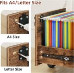 GYIIYUO 2 Wood Drawer Lockable File Cabinet with 22'' Extended Desktop, Mobile Filing Cabinet with Side Bag, Rolling Printer Stand, Fits A4&Letter Size, Home Office, Rustic Brown - Image 8