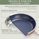 Nuwave Healthy Duralon Blue Ceramic Nonstick Cookware Set, Diamond Infused Scratch-Resistant, PFAS Free, Dishwasher & Oven Safe, Induction Ready & Evenly Heats,Tempered Glass Lids & Stay-Cool Handles - Image 3