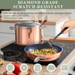 Nuwave Healthy Duralon Blue Ceramic Nonstick Cookware Set, Diamond Infused Scratch-Resistant, PFAS Free, Dishwasher & Oven Safe, Induction Ready & Evenly Heats,Tempered Glass Lids & Stay-Cool Handles - Image 5