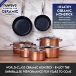 Nuwave Healthy Duralon Blue Ceramic Nonstick Cookware Set, Diamond Infused Scratch-Resistant, PFAS Free, Dishwasher & Oven Safe, Induction Ready & Evenly Heats,Tempered Glass Lids & Stay-Cool Handles - Image 6