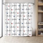 Lofaris Freedom Patriotic Shower Curtain 72x72 Inches, Red Blue Stars Cursive Script Design, Polyester Fabric with 12 Hooks, USA Independence Day Bathroom Decor - Image 5