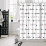 Lofaris Freedom Patriotic Shower Curtain 72x72 Inches, Red Blue Stars Cursive Script Design, Polyester Fabric with 12 Hooks, USA Independence Day Bathroom Decor - Image 7