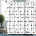 Lofaris Freedom Patriotic Shower Curtain 72x72 Inches, Red Blue Stars Cursive Script Design, Polyester Fabric with 12 Hooks, USA Independence Day Bathroom Decor - Image 9