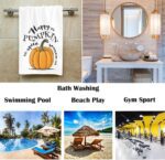 Pumpkin Hand Towels 16x30 in Bathroom Towel, Happy Pumpkins Spice Season Ultra Soft Highly Absorbent Small Bath Towel Fall Autumn Thanksgiving Day Bathroom Decor Gifts - Image 3