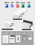 Portable Printers Wireless for Travel, Bluetooth Inkless Thermal Printer, Support 8.5" X 11" US Letter & A4, Small Mobile Printer with Carry Case and 4 Rolls Thermal Paper Kit, for Home Car Receipt - Image 4