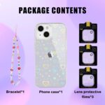 for iPhone 14 Case, [5 in 1] Cute Clear Laser Glitter Heart Case +Lucky Chain+3*Camera Len Protector Soft TPU Shockproof Case for iPhone 14 - Image 4