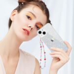 for iPhone 14 Case, [5 in 1] Cute Clear Laser Glitter Heart Case +Lucky Chain+3*Camera Len Protector Soft TPU Shockproof Case for iPhone 14 - Image 7