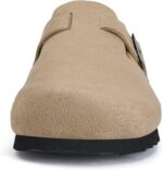 Torotto Womens Clogs Cork Footbed Suede Slippers Arch Support Potato Shoes with Adjustable Buckle - Image 3