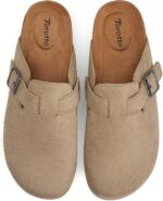 Torotto Womens Clogs Cork Footbed Suede Slippers Arch Support Potato Shoes with Adjustable Buckle - Image 7