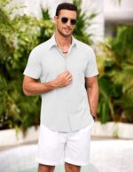 COOFANDY Men's Short Sleeve Button Down Shirt Casual Summer Beach Shirts Vacation Wedding Shirt with Pocket - Image 3