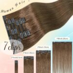 Newfeeling Brown Clip in Hair Extensions 18 Inch 75g Real Human Hair Natural Silky Straight Remy Human Hair for Women #6 Light Brown Hair Extensions Clip ins - Image 5