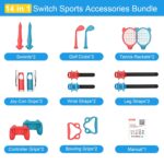 Switch Sports Accessories Bundle, 14 in 1 Sports Games Accessories Kit for Nintendo Switch/OLED Console & Joycons, Family Sports Party Pack Kit with Golf Clubs, Tennis Rackets, Swords - Image 9