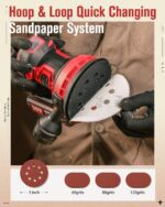 AVID POWER 20V Cordless Orbital Sander 5 Inch Electric Sander Tool with 6 Variable Speeds 7000-11000 RPM Battery Powered Sanders for Woodworking, 30 Pcs Sandpapers and Dust Collection Bag - Image 9