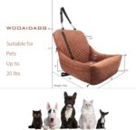 Dog Car Seat for Small Dogs,Covered Soft Fabric and Fill in Memory Foam,Easy to Assemble and Fully Detachable,2 Clip-On Safety Leashes and Storage Pockets(Brown) - Image 3