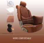 Dog Car Seat for Small Dogs,Covered Soft Fabric and Fill in Memory Foam,Easy to Assemble and Fully Detachable,2 Clip-On Safety Leashes and Storage Pockets(Brown) - Image 4