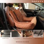 Dog Car Seat for Small Dogs,Covered Soft Fabric and Fill in Memory Foam,Easy to Assemble and Fully Detachable,2 Clip-On Safety Leashes and Storage Pockets(Brown) - Image 5
