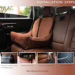 Dog Car Seat for Small Dogs,Covered Soft Fabric and Fill in Memory Foam,Easy to Assemble and Fully Detachable,2 Clip-On Safety Leashes and Storage Pockets(Brown) - Image 6
