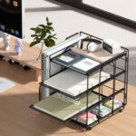 Desk Organizer and Accessories, Paper Organizer for Desk, 4-Tier Paper Letter Tray with File Holder, File Organizers for Office Supplies (Black) - Image 3