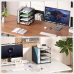 Desk Organizer and Accessories, Paper Organizer for Desk, 4-Tier Paper Letter Tray with File Holder, File Organizers for Office Supplies (Black) - Image 4