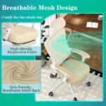 Ergonomic Office Chair - Adjustable Lumbar & Headrest, 90-160° Reclining with Footrest, Breathable Mesh Back - Home Office/Gaming Computer Chair (Beige, 300lbs Capacity) - Image 7