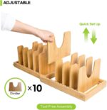 Pots and Pans Organizer under Cabinet, Bamboo Expandable Bakeware and Cutting Board Organizers, Adjustable Pot Lids Holder Rack, Cookie Sheet Baking Pan, Tray Organizer for Kitchen Storage (Natural) - Image 3